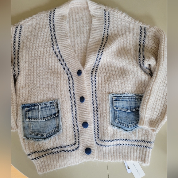 NWT COMMENSE Contrast Binding V-Neck Pocket Cardigan. Very Oversized! - Picture 10 of 10